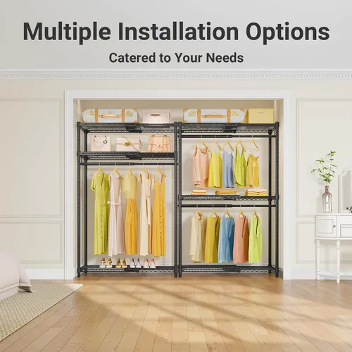 Miniatura 4 de VIPEK X1 - Perchero de ropa expandible resistente, ajustable de 2' a 3'5", con estantes ajustables y varillas para colgar, perchero de metal