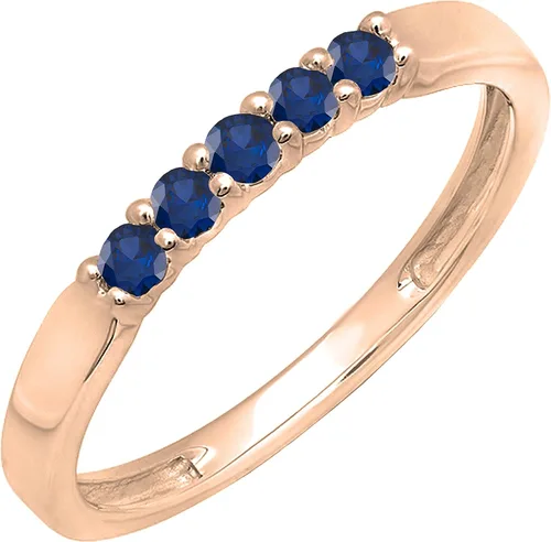 Miniatura 34 de Dazzlingrock Collection Anillo de boda redondo de 5 piedras preciosas o diamantes para mujer en oro macizo de 10 K/14 K/18 K
