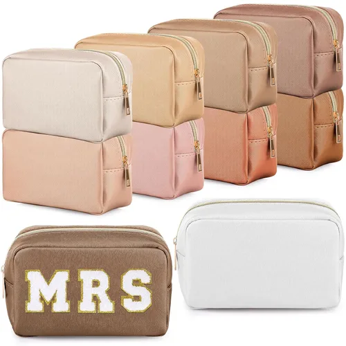Miniatura 11 de Sweetude 10 bolsas de maquillaje a granel para mujeres, regalo preparatorio, bolsa de cosméticos de piel sintética, pequeña bolsa de aseo