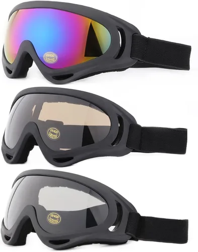 Miniatura 7 de Gafas de esquí, paquete de 3 gafas de nieve para hombres, mujeres, niños y jóvenes, protección UV400 para esquí y snowboard