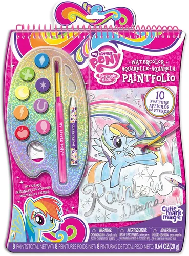 Miniatura 2 de Kit de pósteres de poni de acuarela brillante, 10 carteles, 8 colores brillantes, pincel y lápiz de cera, juego de arte para niños con detalles