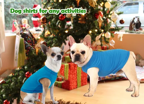 Miniatura 2 de Camisa azul en blanco para perros,Camisetas grandes para perros y niñas,Camiseta lisa de bulldog francés,L azul real Azul y Royal