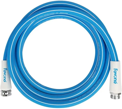 Fevone Manguera de jardín de 12 pies, manguera de agua híbrida ligera, flexible y duradera, conexiones sin fugas