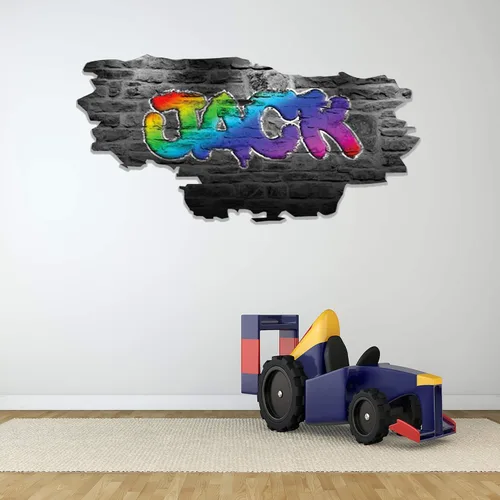 Miniatura 2 de Pegatina de pared personalizada de grafiti 3D con nombre Vinilo de decoración artística personalizada Desmontable Se arranca y se pega Arte