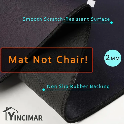Miniatura 2 de Yincimar Tapete para silla de juegos para suelo de madera, protector antideslizante de suelo para controlador de juegos, alfombrilla de goma