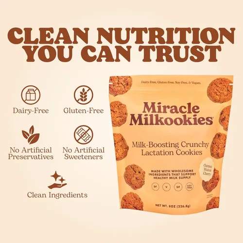Miniatura 4 de Miracle Mama Milkookies - Galletas de lactancia, avena y nuez y cereza, sin lácteos, sin soja, sin gluten, veganas, suministro de leche con avena