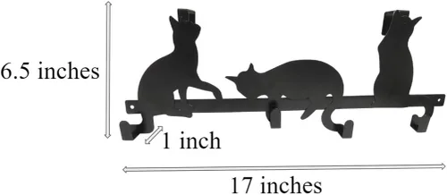 Miniatura 7 de Evelots Organizador para colgar toallas y abrigos sobre la puerta, con 4 ganchos, diseño de gatito, fácil instalación sin herramientas, hierro