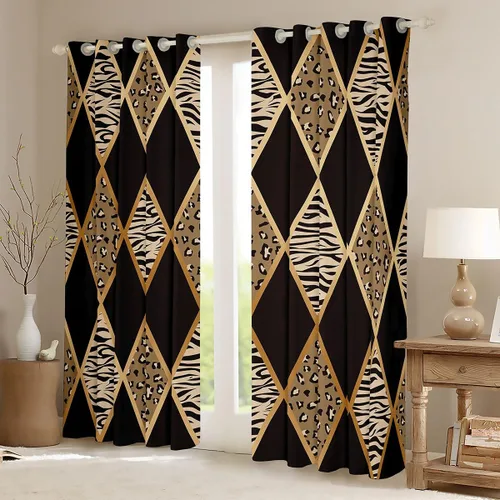 Miniatura 3 de Cortinas opacas con estampado de animales de safari, guepardo, cebra, tigre, jirafa, leopardo, 104 pulgadas de ancho x 84 pulgadas de largo