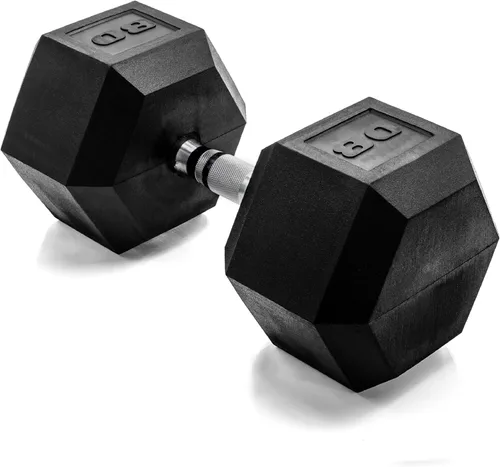 Miniatura 99 de CAP Barbell Peso de la mancuerna hexagonal recubierta, individual, 10-120 libras, múltiples opciones