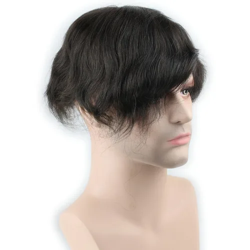 Toupee para hombre de 10 × 8 pulgadas, 100% cabello humano de piel fina, sistema de reemplazo de cabello, base de red de monofilamento para hombres