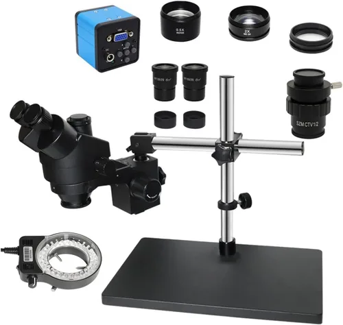 Miniatura 7 de Kit de accesorios para microscopio, 38 MP H_DMI digital USB 3.5X-90X simul-Focal Trinocular estéreo, microscopio de la industria para reparación