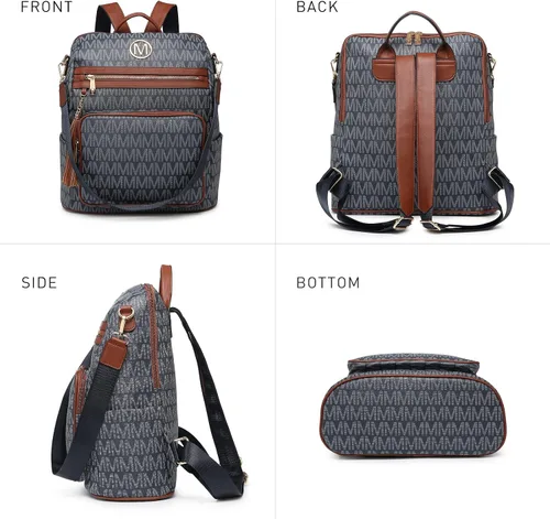 Miniatura 6 de MKP COLLECTION Mochila de moda para mujer, bolso convertible grande, versátil para viaje, bolso de mano, 2 unidades, Azul oscuro, Mochilas de mochila