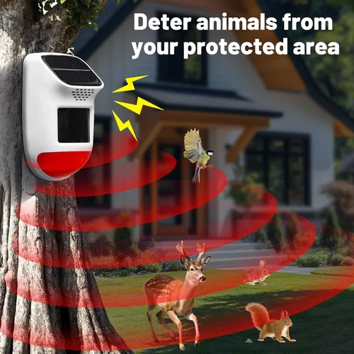 Miniatura 6 de Alarma Solar con Sensor de Movimiento - Sirena de Seguridad Impermeable IP65 de 120dB con Control Remoto y Luz Estroboscópica, 3 Modos