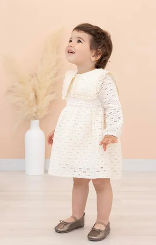 Miniatura 8 de Lilax Vestido de encaje de manga larga para bebé niña Vestido de novia vintage