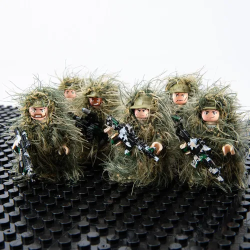Miniatura 4 de Soldados de camuflaje militar, minifiguras de acción en fatigas de la jungla, figuras de soldados de fuerzas especiales en traje Ghillie con armas