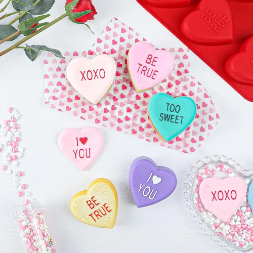 Miniatura 6 de Webake Molde Grande de Corazón de Conversación para Hornear, Moldes de Pastel de Silicona con Forma de Corazón de 6 Cavidades, Bandejas para Pastel