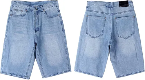 Miniatura 6 de Kinghua Pantalones cortos de mezclilla holgados para hombre, estilo casual, ajuste holgado, hip hop, monopatín
