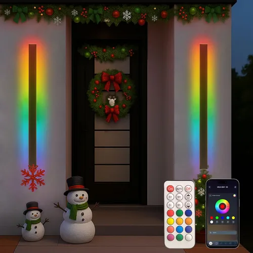 Miniatura 23 de Paquete de 2 luces de pared para exteriores de 39 pulgadas, montaje en pared, aplique moderno para exteriores, iluminación exterior lineal larga LED