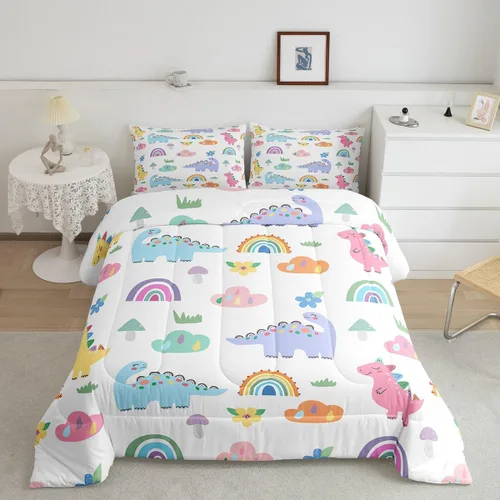 Miniatura 18 de Feelyou Juego de Edredón de Mariposas Coloridas Twin Patrón Impreso de Acuarela Arcoíris Ropa de Cama Acolchada para Dormitorio de Niñas Tie Dye