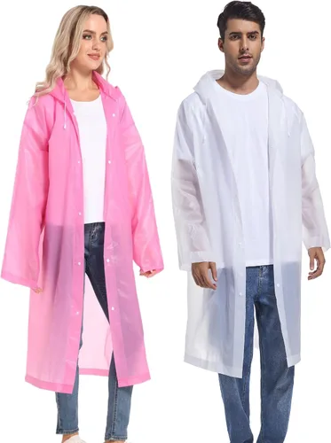 Miniatura 65 de 2 abrigos de lluvia de Borogo para adultos, chaquetas de lluvia reutilizables para hombres y mujeres