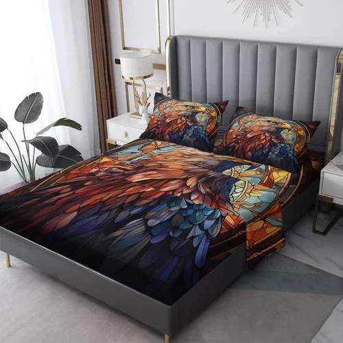 Miniatura 11 de Bald Eagle Sábanas tamaño individual – Sábanas de cama de pájaros, microfibra suave, bolsillo profundo, sábanas y fundas de almohada estampadas sin