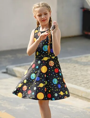 Miniatura 4 de Ahegao Vestidos florales sin mangas para niña, vestido de una pieza para la escuela casual de 4 a 13 años