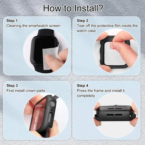 Miniatura 8 de EDIMENS Paquete de 2 fundas rígidas de policarbonato compatibles con Apple Watch Series 6, SE, 5/4 de 1.575 pulgadas, para mujeres y hombres, funda