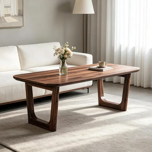 Miniatura 10 de ACCOHOHO Mesa auxiliar moderna de mediados de siglo para sala de estar, mesa auxiliar rectangular grande de madera de 51.2 pulgadas con patas
