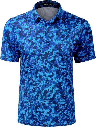Miniatura 18 de TAPULCO Camisetas tipo polo de secado rápido para hombre, diseño de camuflaje, atléticas, ligeras, transpirables, casuales, para golf