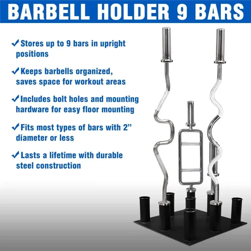 Miniatura 5 de Yes4All Estante de almacenamiento vertical, organizador de gimnasio en casa, estante para mancuernas y barras olímpicas de 2 pulgadas A. 5 Bar