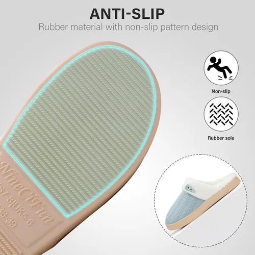 Miniatura 6 de NineCiFun Pantuflas para mujer, cómodas, ligeras, para casa, sin cordones, de espuma viscoelástica, para dormitorio, para interiores y exteriores