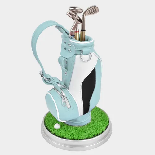 Miniatura 3 de Soporte de cuero para bolígrafo de golf con tres bolígrafos de golf para escribir, adecuado para decoración de escritorio, decoración de pasteles