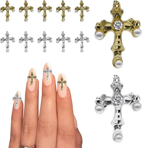 Miniatura 8 de Dijes para uñas de mariposa, 10 piezas de diamantes de imitación de plata 3D brillantes para uñas, diamantes de imitación acrílicos brillantes