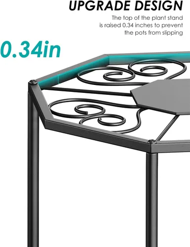 Miniatura 5 de Paquete de 5 soportes metálicos para plantas para interiores y exteriores, soporte de hierro antioxidante, estante resistente para macetas para Negro