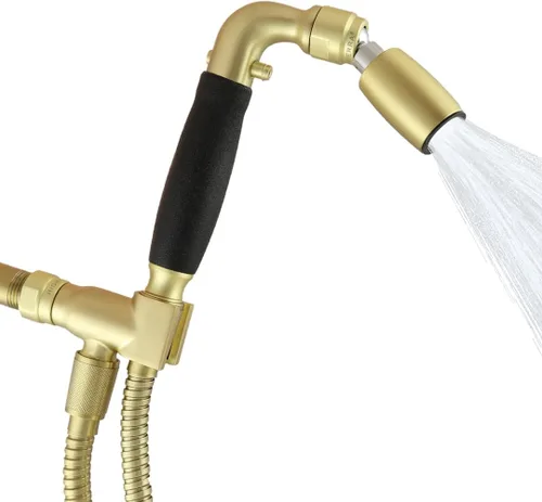 Miniatura 12 de Kit de cabezal de ducha de mano de metal sólido de High Sierra con agarre antideslizante. Incluye cabezal de ducha de mano de metal, válvula