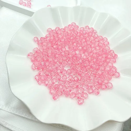 Miniatura 2 de 400 cuentas de cristal redondas acrílicas de 0.315 pulgadas (0.315 in), cuentas espaciadoras facetadas de color para hacer joyas, bricolaje, Rosa
