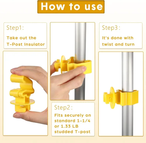 Miniatura 3 de Geiserailie Aisladores de poste en T, 8 unidades, alambre más corto, ajuste cómodo, clips para postes en T, aislantes para agricultura y ganaderos