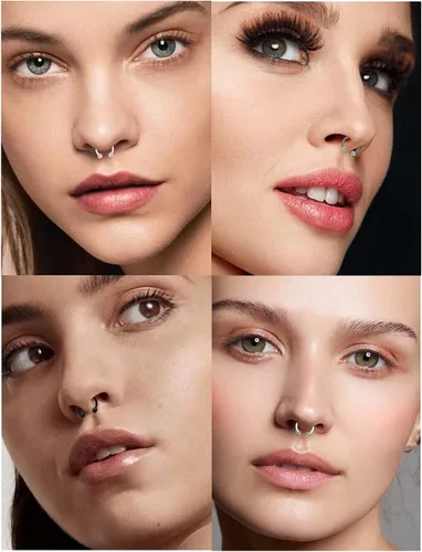Miniatura 4 de Cisyozi Anillos de tabique de plástico transparente 16G, joyería para cirugía, herraduras, tabique flexible, nariz, ceja, labio, cartílago, hélix