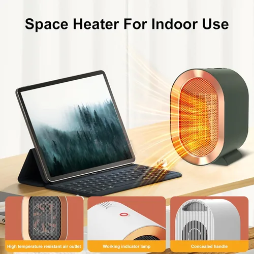 Miniatura 3 de Calentador eléctrico portátil para interiores, calentador de escritorio personal de 1200 W, calefacción silenciosa rápida de cerámica para Blanco