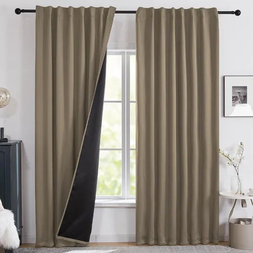 Miniatura 16 de Deconovo Cortinas 100% opacas para dormitorio, cortina con aislamiento térmico, panel de sala de estar insonorizado, certificado Oeko-TEX, cortinas