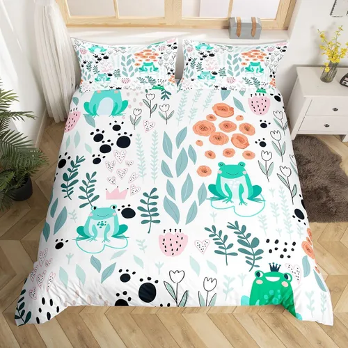 Miniatura 42 de Erosebridal Juego de ropa de cama individual de animales de la selva para niñas y niños, funda de edredón de elefante oso, tigre, león, safari