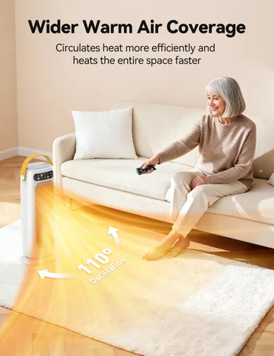 Miniatura 5 de Calentador de espacio, calentadores eléctricos de cerámica PTC de 1500 W para uso en interiores con control remoto, calentador de habitación de 4