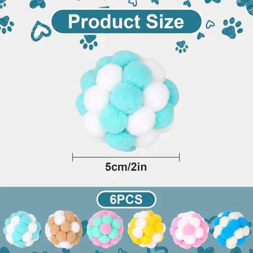 Miniatura 2 de Pelotas de juguete para gatos, 6 piezas con campanas de 2.0 in, bolas interactivas para gatos, juguete interactivo para gatos, gatitos, interiores