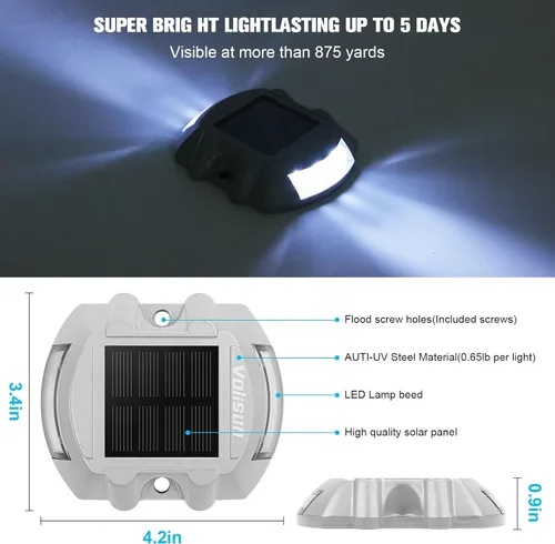 Miniatura 2 de VOLISUN - Luces solares para terraza, paquete de 16 unidades de luces LED IP67 impermeables para exteriores, luces de advertencia para escalones