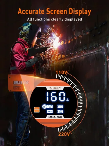 Miniatura 4 de Rubik Mini Soldador de Electrodo de 160A 110/220V, Máquina Soldadora 3 en 1 MIG/MMA/Lift Tig, Máquina de Soldadura de Arco Portátil con Inversor