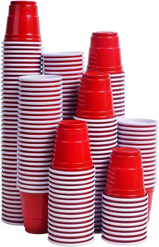 TashiBox Vasos de chupito rojos de plástico de 2 onzas, paquete de 200 unidades, mini tazas de fiesta para degustación de vinos, chupitos de