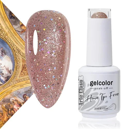 Miniatura 38 de Arte Clavo Esmalte de uñas de gel rosa lechosa de 0.5 fl oz, con luz LED, UV, remojado, transparente, rosa nude, manicura francesa, rosa claro