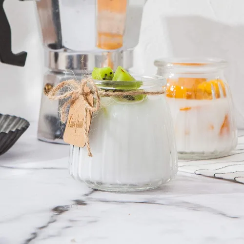 Miniatura 6 de Tarros pequeños de yogur, tarros de vidrio transparente de 4 onzas con tapas, recipiente de yogur de vidrio con tapas (PE), tarro de pudín