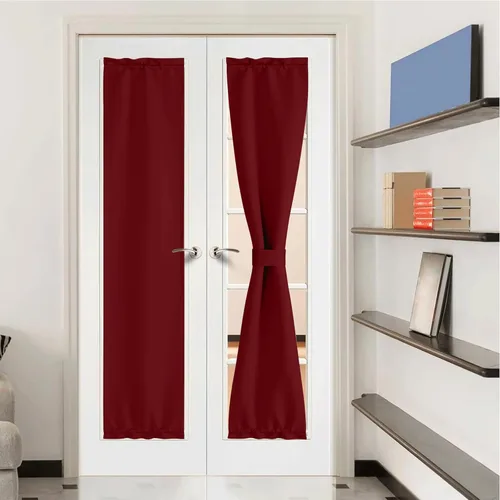 Miniatura 152 de NICETOWN Cortinas opacas unicolor con aislamiento térmico para puerta francesa, granja, oscurecimiento de habitación, puertas y ventanas de Marrón