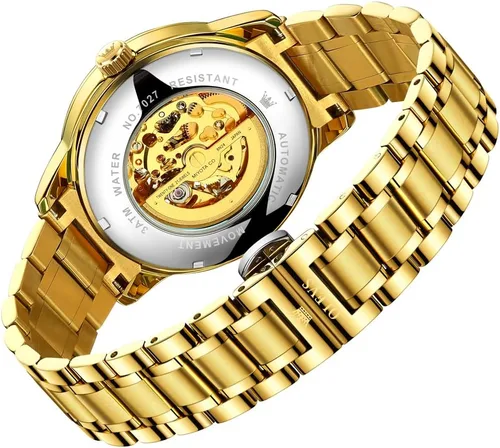 Miniatura 3 de OLEVS Dragon Skeleton Reloj automático para hombre, 1.654 pulgadas, esfera grande, dorado, de lujo, cuerda automática, impermeable, acero